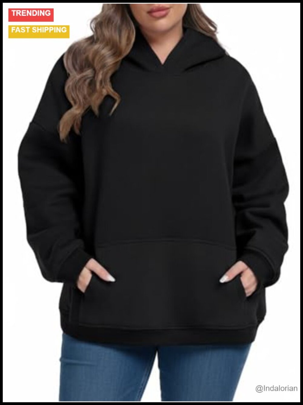 Women's Plus Size Fleece Lined Hoodie Oversized Winter Sweatshirt